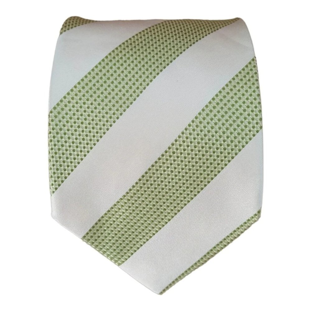 HUGO BOSS Ivory Striped Silk Tie ITALY 60"/ 3.6" EC